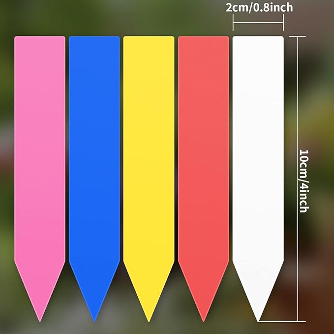 100Pcs 4 Inch Plant Labels,Plastic Waterproof Nursery Stake Tags for Potted Plants (Multicolor) (SZ-BC210YC)