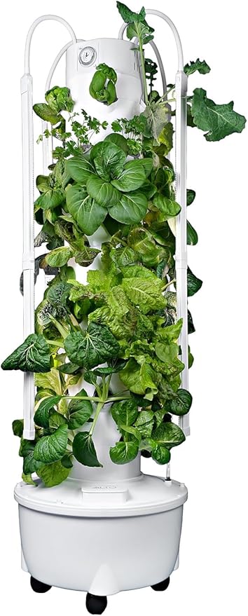HX Hydroponic Tower | High Capacity Tower | Hydroponics Growing System Kit | Food Grade with 40 Net Pots (with LED Grow Lights)