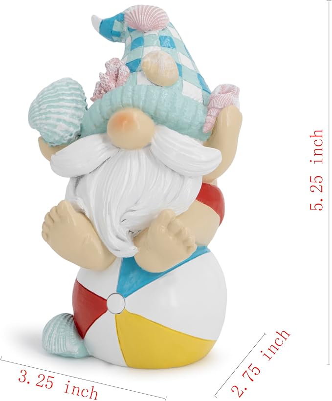 Hodao Ocean Elf Figurines with Seashell & Conch – Coastal Nautical Beach Elf Decor for Coastal Living Room, Ocean Themed Home Tabletop Decoration, Gift for Retirees & Enthusiasts (Blue-1)