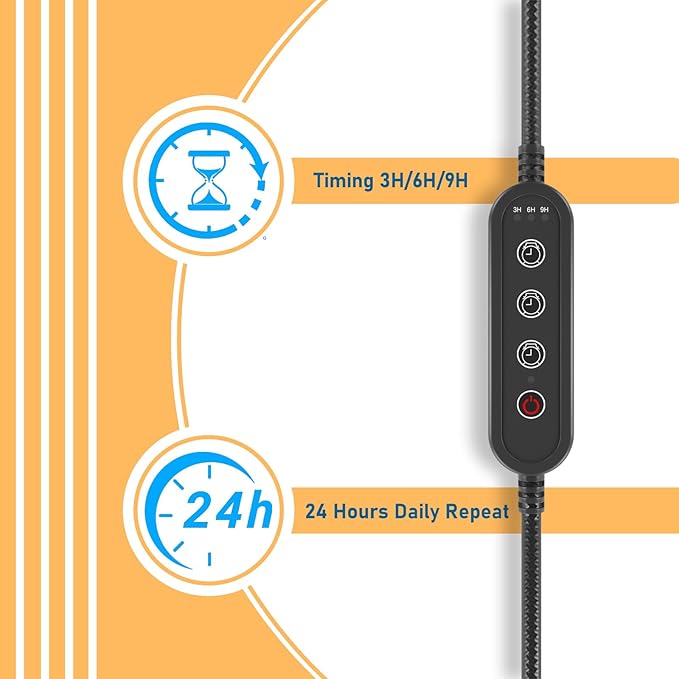 40W Plant Lights for Indoor Growing, Hanging Plant Lamp for Indoor Plants, Large Tall Plant, Garden, Flowers, Greenhouse, with Timer and 15ft Braided Power Cord, 3000K Full Spectrum, Aluminum Black