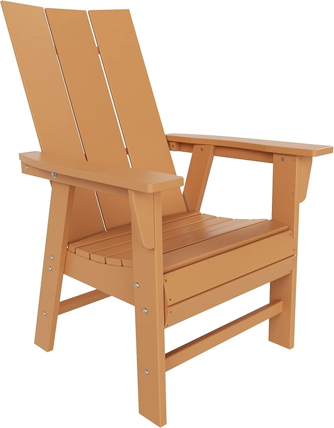WestinTrends Ashore Outdoor Patio HDPE Plastic Modern Adirondack Dining Chair Teak
