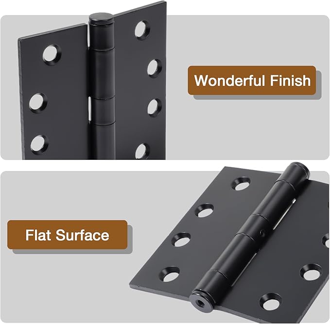 3 Pack 4.5 x 4 Inch Heavy Duty Hinges Black Square Corner Commercial Door Hinges 4-1/2 x 4 Industrial Grade Hinge Full Mortise Interior/Exterior Hinge for Doors Residential Office Cafe Garage