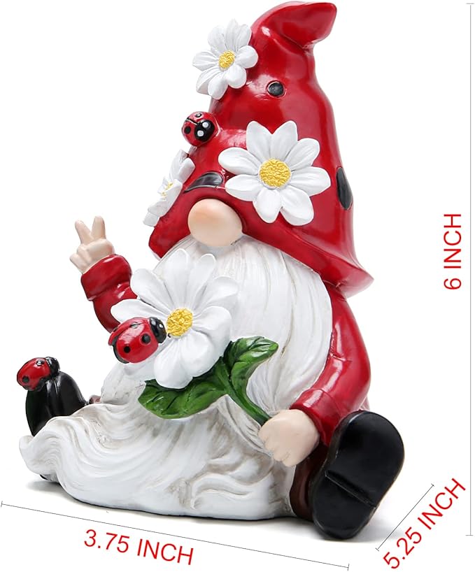 Hodao Ladybug Spring Gnomes Decorations for Home Table, Porch, Garden Yard Ladybug Elf Ornaments Decor Spring Gnome Figurines Decor for Outdoor Garden Birthday Gifts for Mom, Grandma