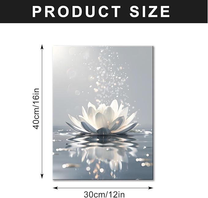 FUNHUA Lotus Flower Canvas Print Pictures Floral Blooming Painting Yoga room Bathroom Bedroom Decor Modern Nature Artwork Framed Ready to Hang 12X16inches