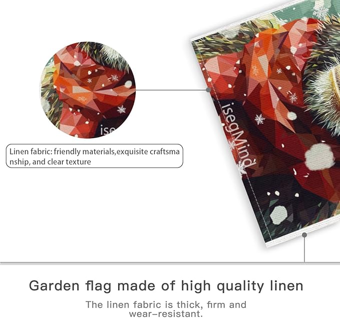 Monkey with Red Scarf and Hat Snowflake Christmas Garden Flag, 28x40 Inch Double Sided Linen Holiday Red Winter Farmhouse Yard Outdoor Decoration (4340)