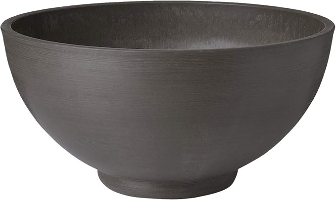 PSW Pot Collection 15x8 inch Plastic/Stone/Wood Composite Square Planter – No Drainage Hole (Drillable), Simplicity Bowl, Dark Charcoal