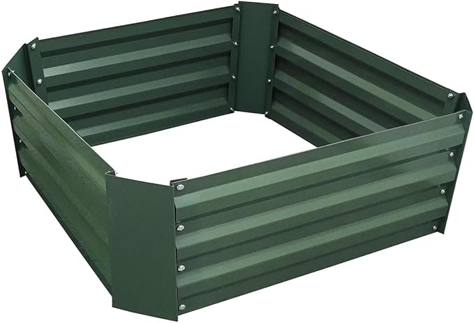 2x2x1FT Green Metal Raised Garden Bed Kit, Galvanized Outdoor Garden Bed Planter Box for Vegetables, Flowers, Herbs, Succulents and More
