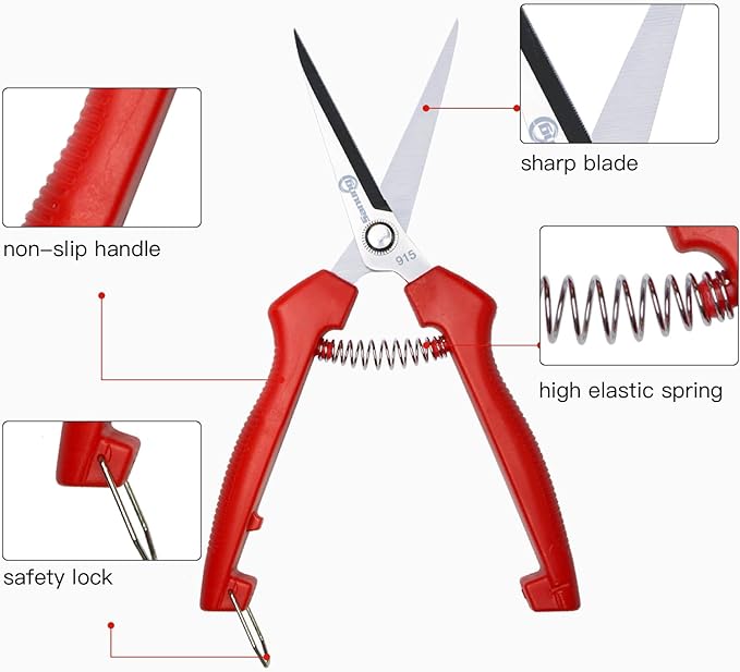Sanung 2 PACK Pruning Shears,Straight Stainless Steel Pruning Shears Hand Pruner Garden Trimmer Scissors Clippers with PVC Handle Safety Lock Pruning Shears for Gardening Tree Trimming