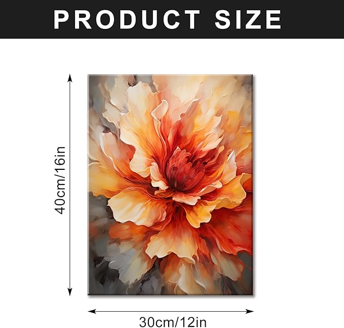FUNHUA Red Flower Canvas Wall Art Decor Girls Wall Art Oil Art Print Cute Nursery Pictures Home Decor for Living Room Bedroom Canvas With Wood Frame 12x16 inches