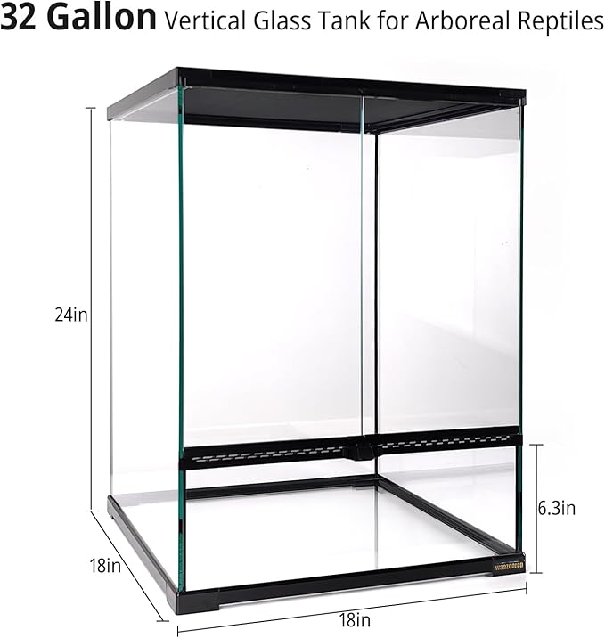 waazoorep 30 Gallon Tall Reptile Glass Tank Terrarium 18"x18"x24" Large Habitat Enclosure for Gecko,Lizard,Chameleon,Frog,Snake,No Install Needed and Come with Tank Background