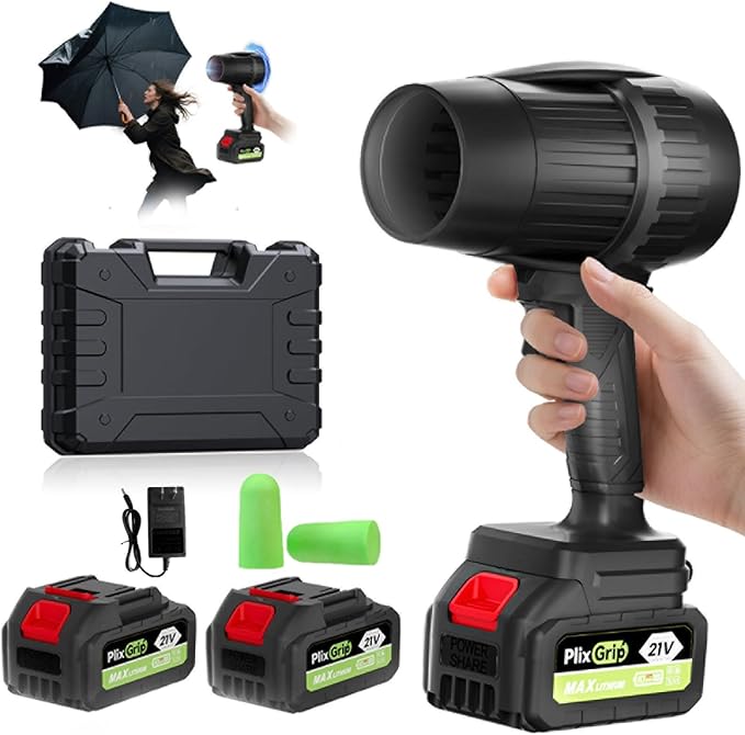 Leaf Blower Cordless with Battery and Charger,Electric Leaf Blower Cordless, 300000 RPM, 2 x 3.0Ah Batteries & Charger, Handheld Leaf Blowers for Lawn Care (Black Blue)