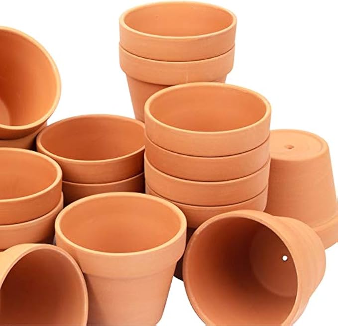 BLQH [26 Pack] 4" Terracotta Planter Pots with Drainage Hole - Clay, Ceramic, Cactus, Flower & Succulent Nursery Pots for Garden