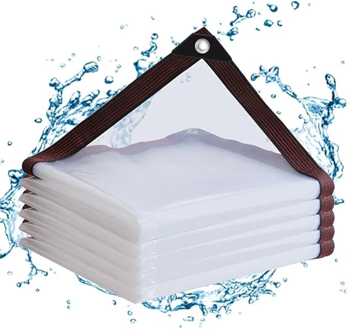 Clear Tarps with Grommets 9x12ft,Heavy Duty Waterproof Tarp Cover,Transparent PVC Vinyl Tarpaulin for Outdoor,Plant,Garden,Chicken Coop,Patio,cat Litter