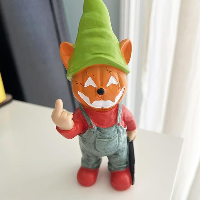 Middle Finger Gifts Gnomes Horror Garden Gnomes Funny Gift (Yellow)