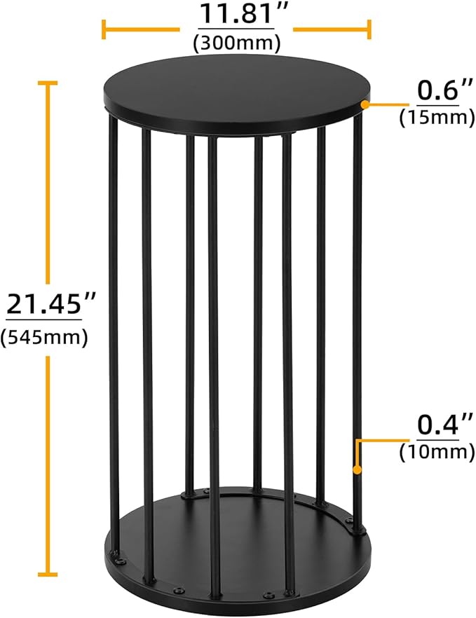 Leinade Plant Stand Indoor,small plant stool,Flower Pot Corner stand holder,Mid Century Heavy Duty Metal Tall Home Decor,Modern Round End Table,Small Rustic Display Stand for Living Room,Bedroom(Black,21In)