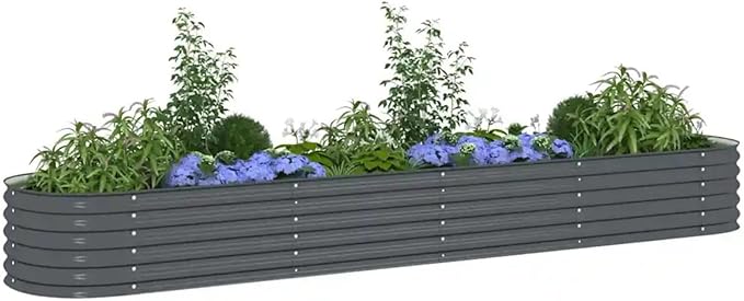 Zateety 13ft x 13ft Large Metal Raised Garden Bed, Anthracite Grey Galvanized Steel Planter Box, 157.5" Outdoor Square Gardening Bed for Vegetables, Flowers & Herb Garden (17.3" Deep)