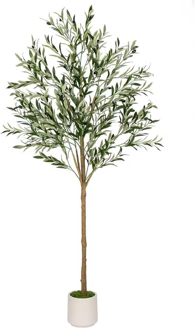 Realiflora Artificial Olive Tree - Tall Indoor Faux Olive Tree with Planter & Basket, Realistic Fake Olive Tree with Fruits for Home Office Decor Living Room (5ft)