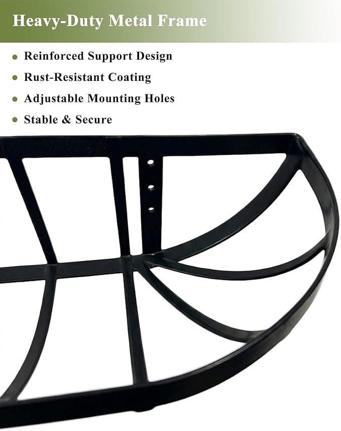 24 Inch Railing Planter Boxes 2 Pack Metal Window Box Planters with Coco Coir Liners, Horse Trough Planter with Adjustable Brackets for Deck Balcony Fence Porch Patio Outdoor Garden