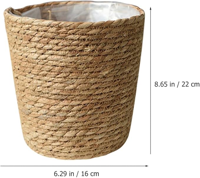 Vintage Decor Seagrass Planter Hand Woven Straw Flower Pot Farmhouse Plant Basket with Plastic Liners Rustic Plant Containers Succulent Pot for Indoor Outdoor Room Decor Home Decor