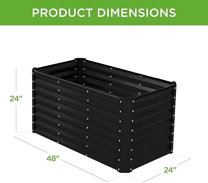 Best Choice Products 4x2x2ft Outdoor Metal Raised Garden Bed, Deep Root Planter Box for Vegetables, Flowers, Herbs w/ 119 Gallon Capacity - Black