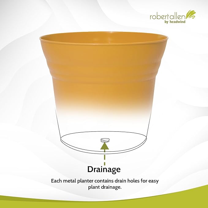 Headwind Traverse Planters – 10" 2 Pack Plastic Plant Pot in Harvest Yellow - Indoor & Outdoor Pots for Plants with Drainage - Decorative Plant Pot, Flower Pots Outdoor for Garden by Robert Allen