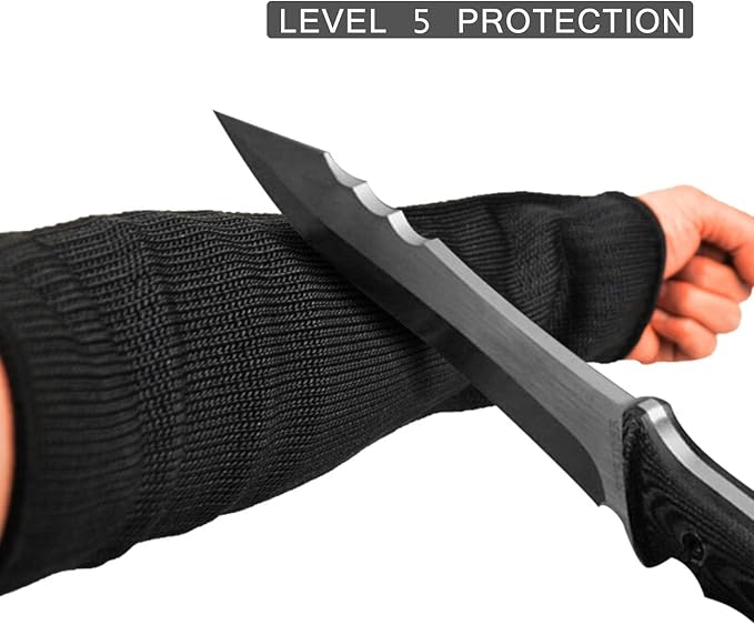 CAWANFLY Protective Arm Sleeves, Cut Heat Resistant Arm Protectors Anti Abrasion Safety Armband for Garden Kitchen Work 1 Pair (Black)