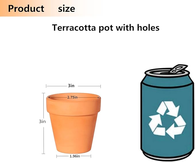TKSCUSR 22Pcs 3 Inch Terracotta Pots, Clay Flower Pots Cactus DIY Flower Pots with Drainage Hole,Great for Plants Garden Windowsill Indoor & Outdoor Wedding Favors Gifts