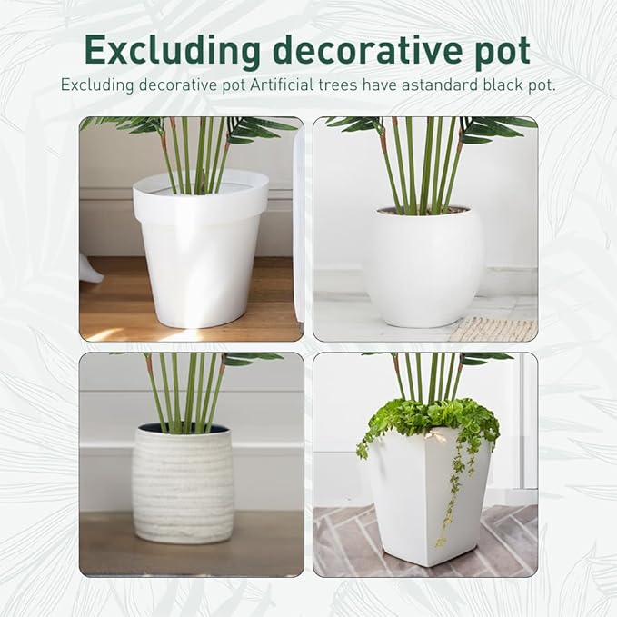 Yepdin Fake Palm Trees 4 Ft Artificial Tropical Silk Plant-Tall Faux Faux Areca Palm Plants,Tall Artificial Plants Indoors and Outdoors in Pot