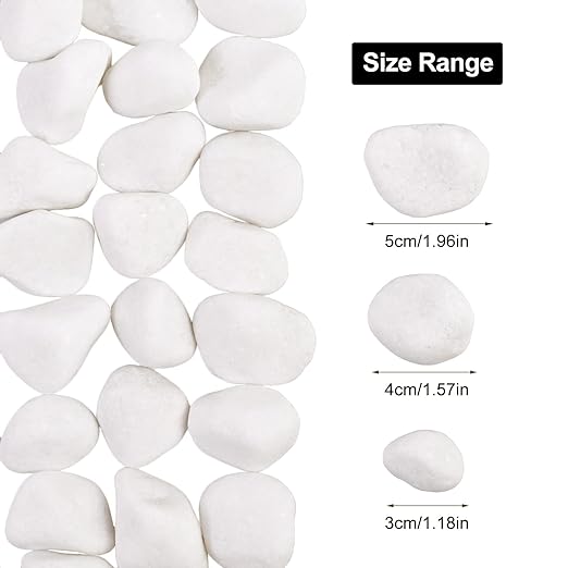Lechloris 10Ib White River Rocks for Landscaping- High Polished White Pebbles for Plants-Garden Decorative Stones-1-2 Large Plant Rocks,Ideal for Aquarium, Home Decor