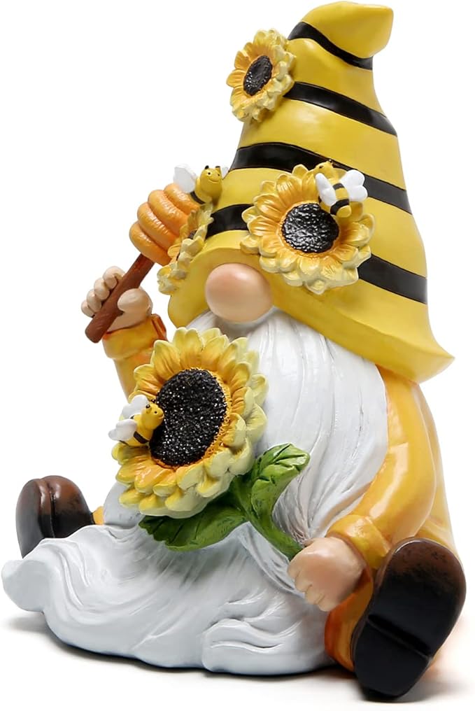 Hodao Bumble Bee Spring Gnome Decorations for Porch, Garden Yard Honey Elf Ornaments World Bee Day Decorations Gifts for Outdoor Garden Decor Birthday Gifts for Mom, Grandma, Women