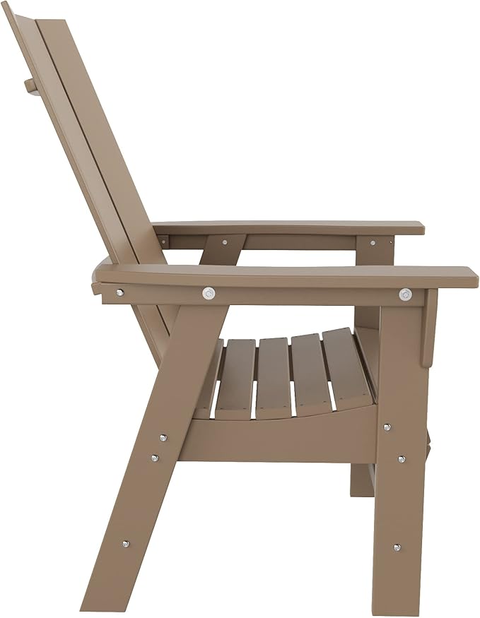 WestinTrends Ashore Outdoor Patio HDPE Plastic Modern Adirondack Dining Chair Weathered Wood