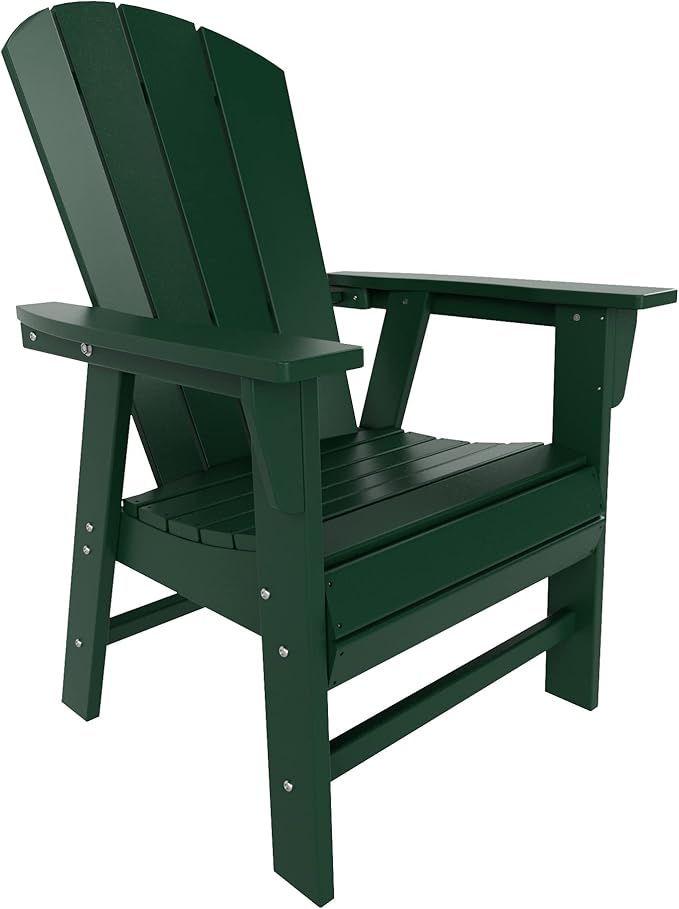 WestinTrends Malibu 5 Piece Adirondack Outdoor Dining Set, All Weather Poly Lumber Patio Table and Chairs Furniture Set, 43" Trestle Square Dining Table and 4 Adirondack Dining Chair, Dark Green