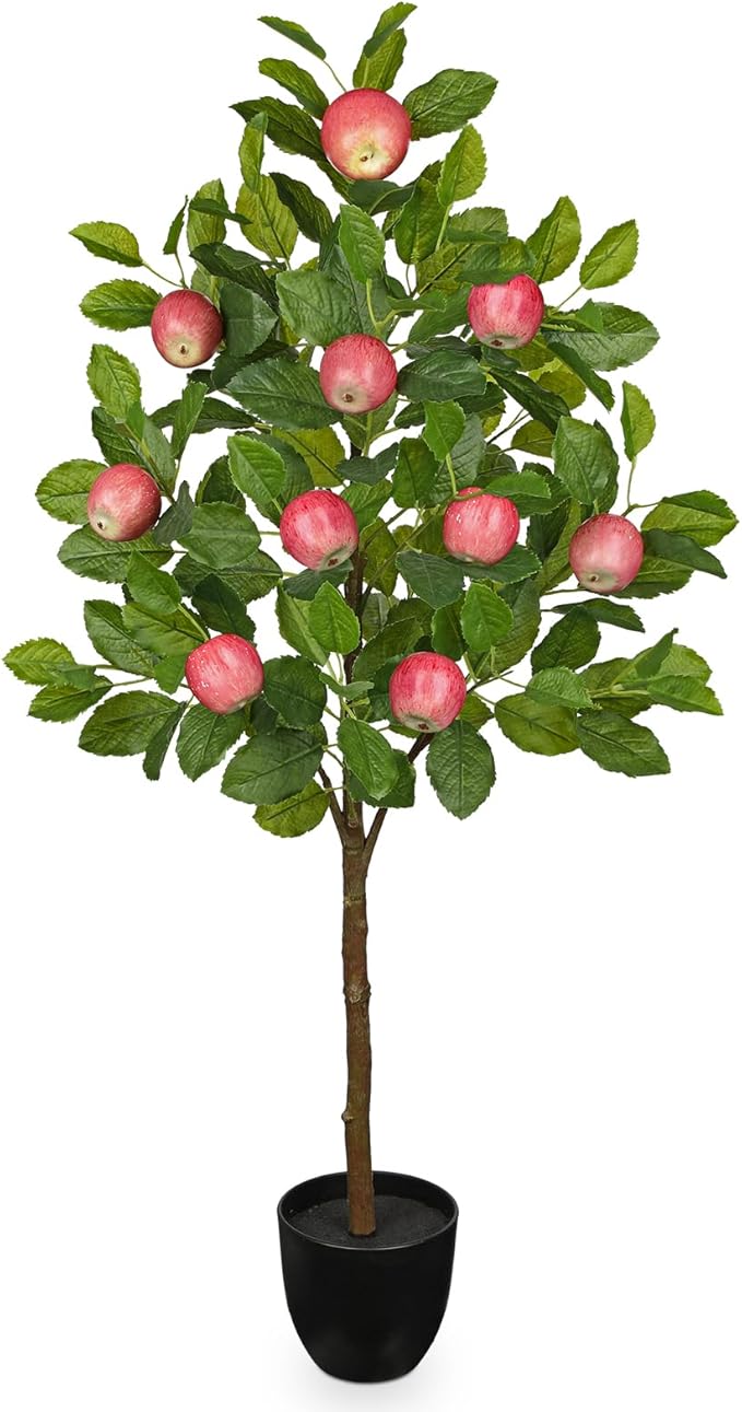 Artificial Apple Tree 3ft Fake Apple Fruits Plant in Pot Large Fake Floor Plants Faux Trees Indoor Apple Decorations for Home Living Room Office