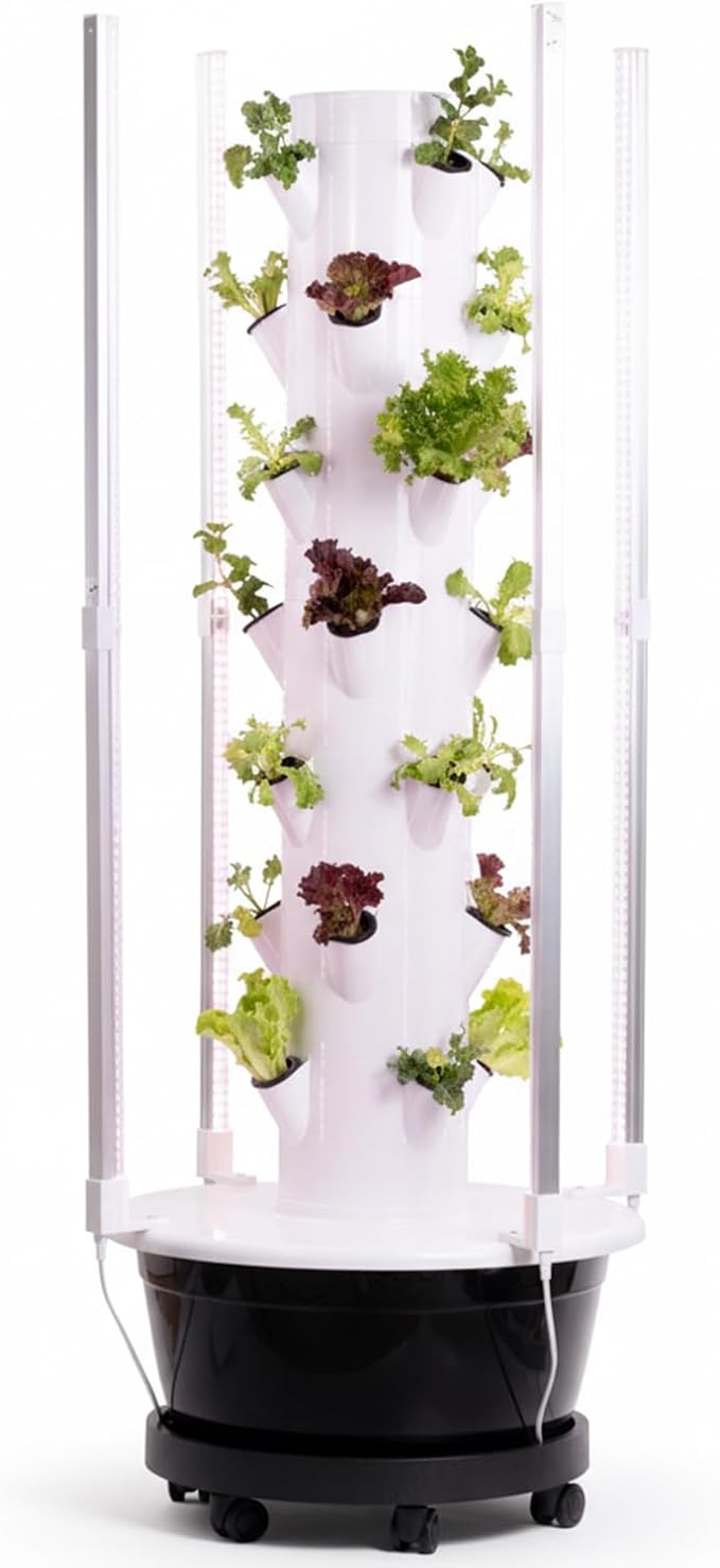 Vertical Hydroponics Growing System Kit, 28-Plant Spacious Indoor Hydroponic Garden Tower with Automatic Timer LED Grow Lights & Pump System, Herb Garden Planter Indoor Kit with 30L Water Reservoir