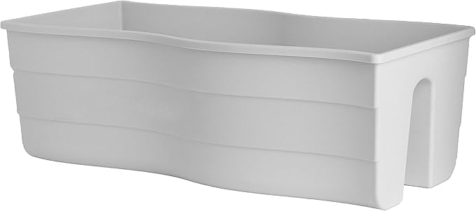 Ridge Rail Long Rectangular Flower Pot, Indoor/Outdoor Hanging Rail Planter Lightweight & Weatherproof Flower Box - Balcony Planters for Railing and Fence Patio, Deck 2 Pack (White)