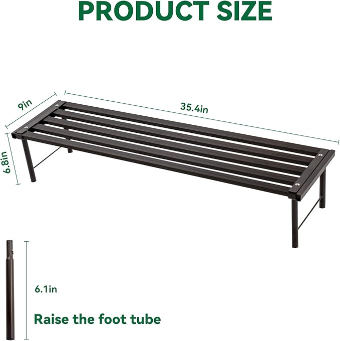 MultirackX Metal Plant Stand, Rust-proof Aluminum Flower Pot Stand, Heavy Duty Planter Display Shelving for Patio Balcony Garden Living Room Decorative (Ebony, 35.4 Inch)
