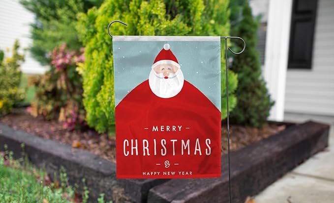 AGAS Christmas Garden Flag Santa Claus And Happy New Year , Christmas Outdoor Flags, Christmas Lawn Flag, Outdoor Yard Small Vertical Thick 200D Nylon Flag 12 × 18 inch, Gifts For Families Friends -
