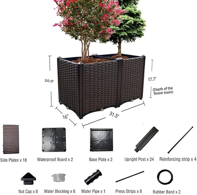 Souwuokoo Raised Garden Bed Large Planters for Outdoor Plants Elevated Rectangular Garden Box Kits for Gardening, Vegetables, Flowers and Herbs in Backyard Patio Balcony