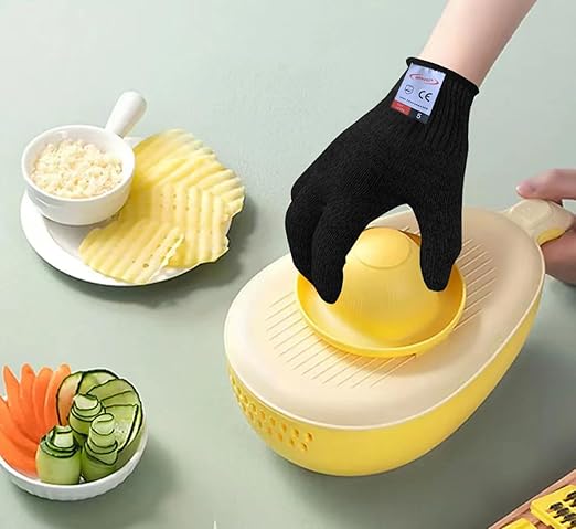Cutting Gloves, 1 Pairs of Cut Resistant Gloves Food Grade, Cut Resistant Gloves for Kitchen, Oyster Shucking, Fish Fillet Processing, Carving Wood and Gardening(Large-Black)