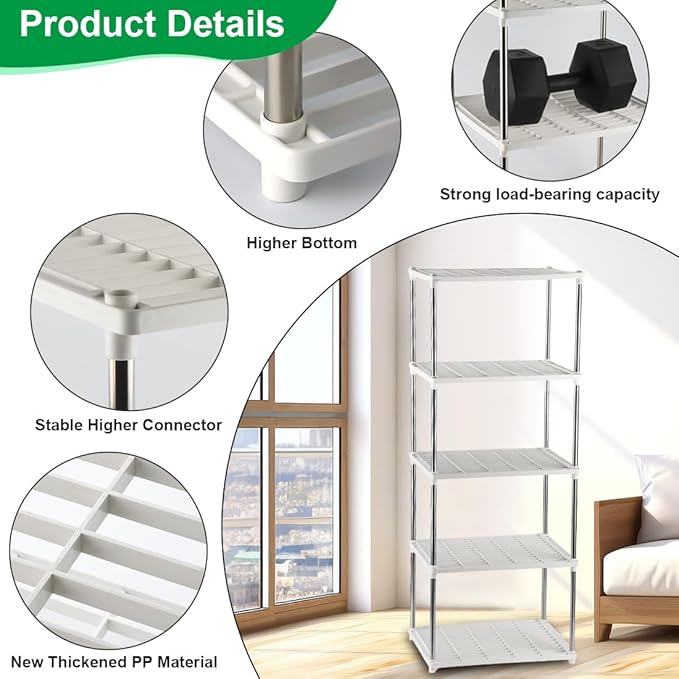 5 Layer Seed Starter Tray Plant Stand, Storage for Nursery Pot Seeding Cell Tray Container Indoor/Outdoor Plant Rack Holder (White)