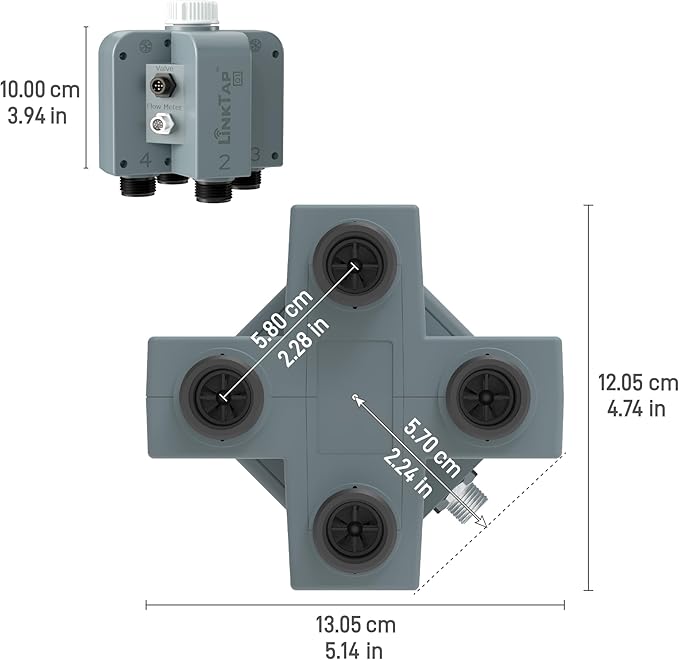 LinkTap Q1 4-Zone Wireless Water Timer & Gateway, 4 Separate Ports, 4 Built-in Flow Meters, Equals Four G2S Smart Hose Timers, Easy Install & Use, 2-Year Warranty