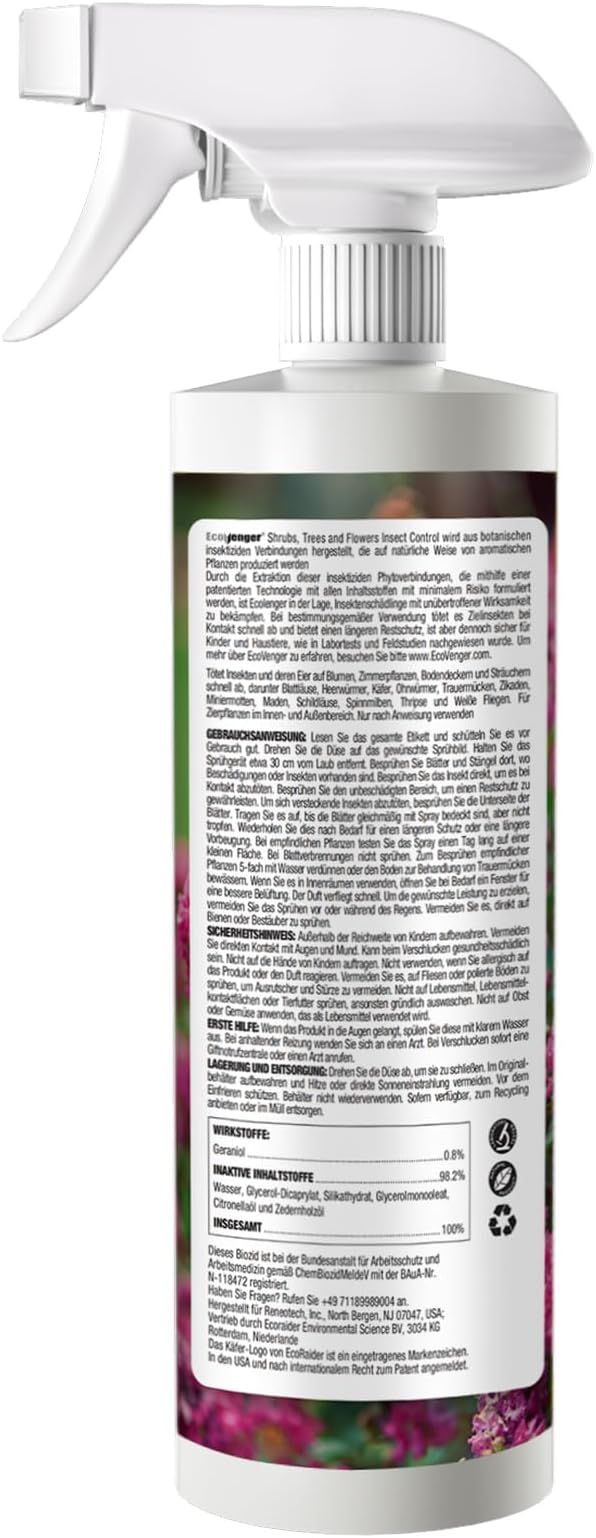 EcoVenger Plant Insect Spray 16 OZ by EcoRaider, Kills Aphids, Mealybugs, Red Spider Mites, Armyworms All Stages Larvae and Eggs, Gnat Spray for Indoor Plants, Non-Toxic, Child & Pet Safe