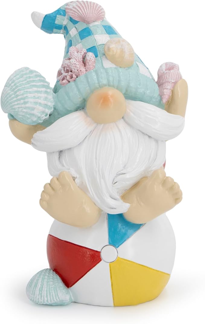 Hodao Ocean Elf Figurines with Seashell & Conch – Coastal Nautical Beach Elf Decor for Coastal Living Room, Ocean Themed Home Tabletop Decoration, Gift for Retirees & Enthusiasts (Blue-1)