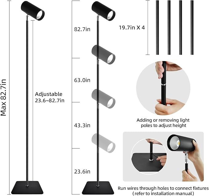 30W Full Spectrum Grow Light, 5000LM High PPFD&CRI COB LED Floor Lamp with 6/8/12H Timer, Adjustable Height (28"-83") & Angle, Grow Lights for Indoor Plants, Succulents & Flowers (6000K Daylight)