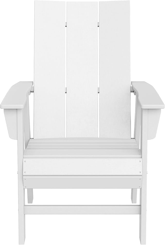 WestinTrends Ashore Outdoor Patio HDPE Plastic Modern Adirondack Dining Chair White
