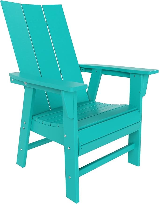 WestinTrends Ashore Outdoor Patio HDPE Plastic Modern Adirondack Dining Chair Turquoise
