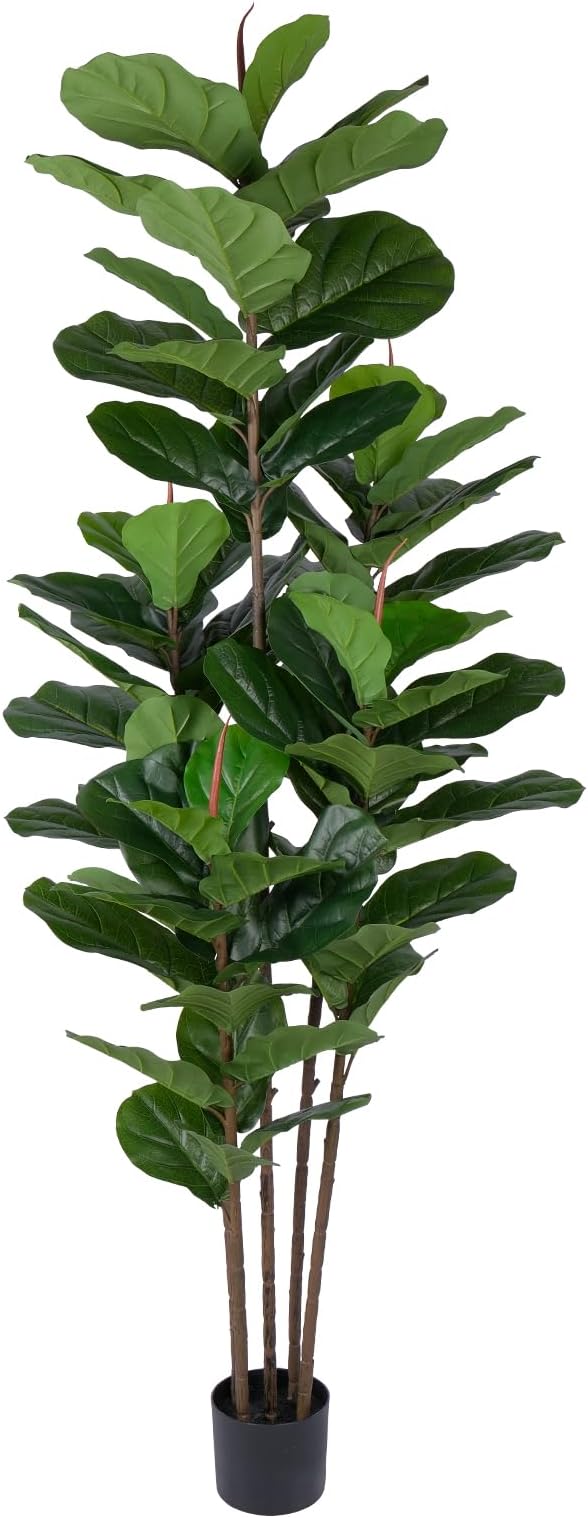Yepdin Faux Fiddle Leaf Fig Tree 6 FT - Artificial Ficus Tree with Tall Artificial Plants Large 69 Fiddle Leaves - Lifelike Fake Trees for Home Decor Living Room Indoor Outdoor