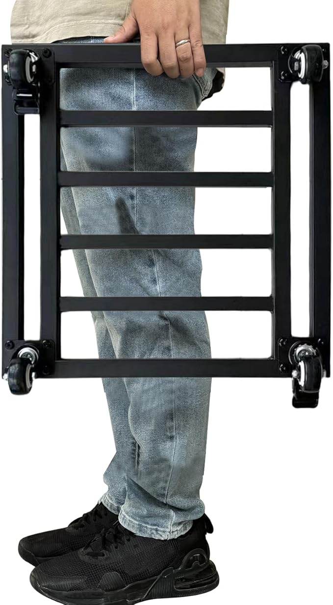 Hongsane 18" Square Plant Stand with Wheels Heavy Duty,Large Metal Plant Caddy Indoor Outdoor Use,Rolling Plant Dolly with Industrial Casters,Rust-Proof Black Plant Tray for Large Planters Pots,1-Pack