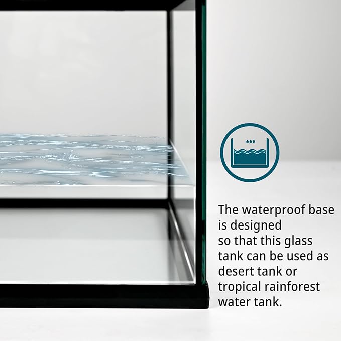 waazoorep Reptile Glass Tank 20"*12"*10" Pre-Assembled Terrarium for Turtle,Hermit Crab,Bearded Dragon,Gecko,Lizard,Snake,Spider,Fish,Tarantula Enclosure with Top Screen Ventilation and Openning Door