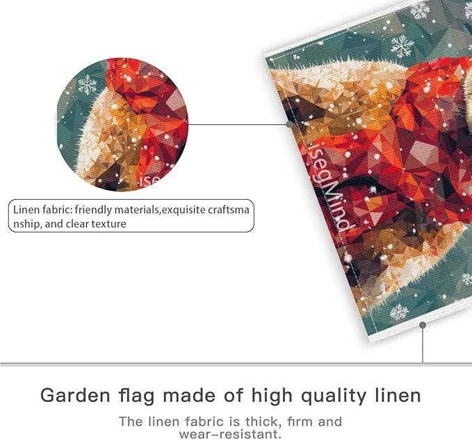 Kangaroo with Red Scarf and Hat Snowflake Christmas Garden Flag, 28x40 Inch Double Sided Linen Holiday Red Winter Farmhouse Yard Outdoor Decoration (4334)